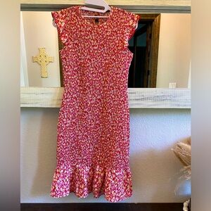 Floral Smocked with Ruffle Hem Dress Size Small